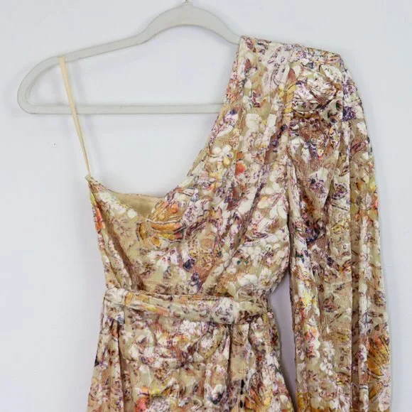 NEW Hemant and Nandita Kalon One Shoulder Belted Mini Dress Cyber Floral Small - Picture 9 of 10